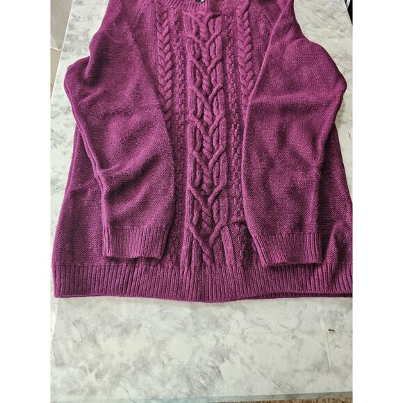 Talbots Womens Sz L Purple Cable Knit Soft Angora Rabbit Hair Blend Sweater - Picture 6 of 8